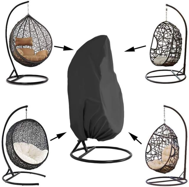 Lycxames – Hängesessel-abdeckung, Garten-rattan-korbgeflecht-hängesessel, Wasserdichte Abdeckung, Ei-schonbezug, Stuhl Wasser- Und Staubdicht – 190 X 115 Cm (schwarz)