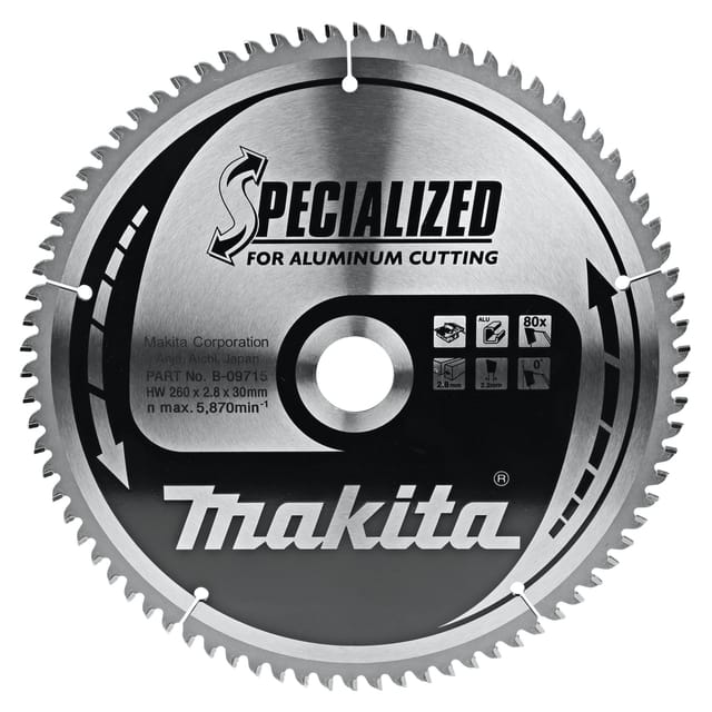 Sägeblatt Für Aluminium 260 X 30 Mm • 80 Zähne - Makita