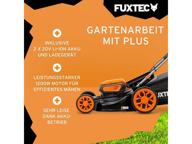 Fuxtec 40v Akku Rasenmäher Fx-e2rm46proset Akkurasenmäher Mit Antrieb 46 Cm 2x 5ah Akku & Schnellladegerät Mulchfunktion 50l Fangkorb