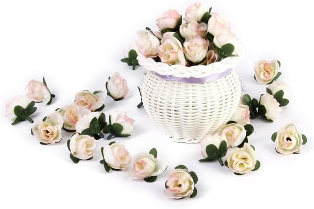 Minkurow 50 Stück 3 Cm Künstliche Künstliche Rose Blumenkopf Künstliche Pflanzendekoration Für Zuhause Hochzeitsfeier, Champagner