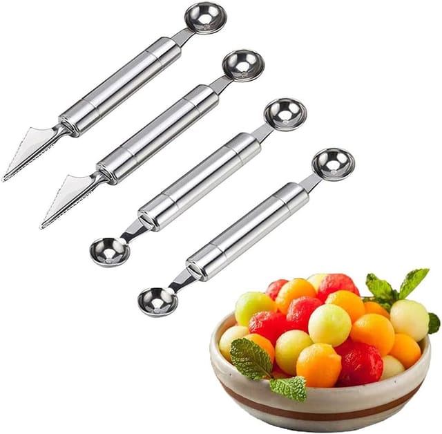 Minkurow 4-teiliges Obstschnitzwerkzeug, Melonenschaufel, Edelstahl-melonenschaufel, Kugelgrabwerkzeug, Für Küche Und Zuhause, Kreatives Obstschnitzen