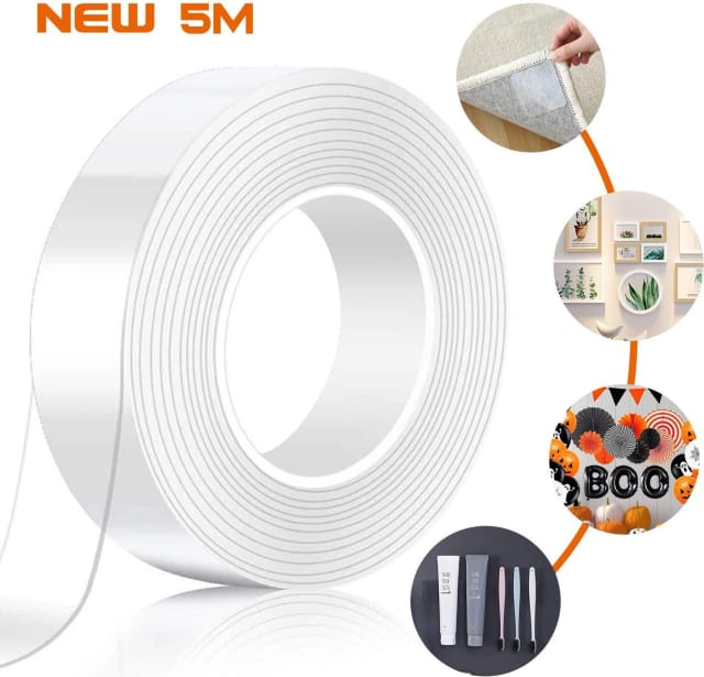 Minkurow Extra Starkes Doppelseitiges Klebeband 5 M Magic Nano Doppelseitiges Klebeband, Transparent, Entfernbare Klebestreifen, Spurlos, Doppelseitiges, Waschbares Klebeband Für Teppich, Fotorahmen,