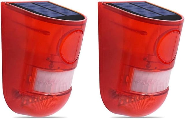 Minkurow Solarleuchte Für Den Außenbereich, Bewegungsmelder, Notbeleuchtung, Sicherheitsalarm, Led-stroboskop, Kabellose Gartenlampe (2 Stück)