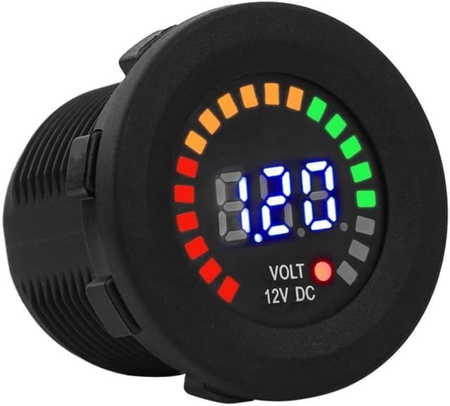 Minkurow 12v Digital-voltmeter Mit Led-anzeige, Wasserdichtes Dc-voltmeter, Digitales Rundes Bedienfeld Für Boot, Fahrzeug, Motorrad, Lkw, Atv, Utv, Caravan