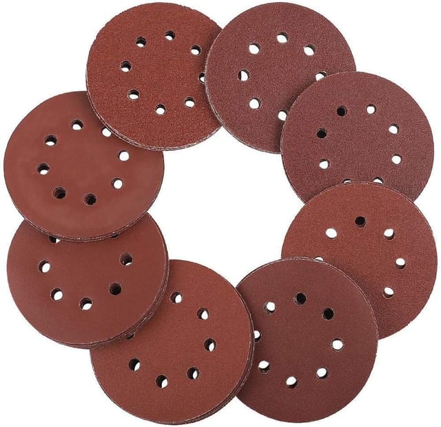 Minkurow 125 Mm Klett-schleifscheiben – 100 Stück Exzenterschleifpapier 8 Löcher Je 20 X 60/80/100/120/240 Körnung Exzenter-rundpapier 125 Mm
