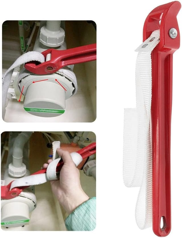 Minkurow 1 Standard-bandschlüssel, 30,5 Cm Verstellbarer Schraubenschlüssel, Universal-ölfilter-entfernungswerkzeug, 82 Cm Länge, 30 Cm Griff (rot)