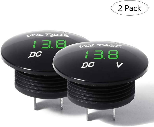 Minkurow Mini Rund Led Digital Voltmeter Batterietester 12 Volt / 24 Volt Wasserdicht Voltmeter Für Auto Motorrad Boot 2 Stück Grün