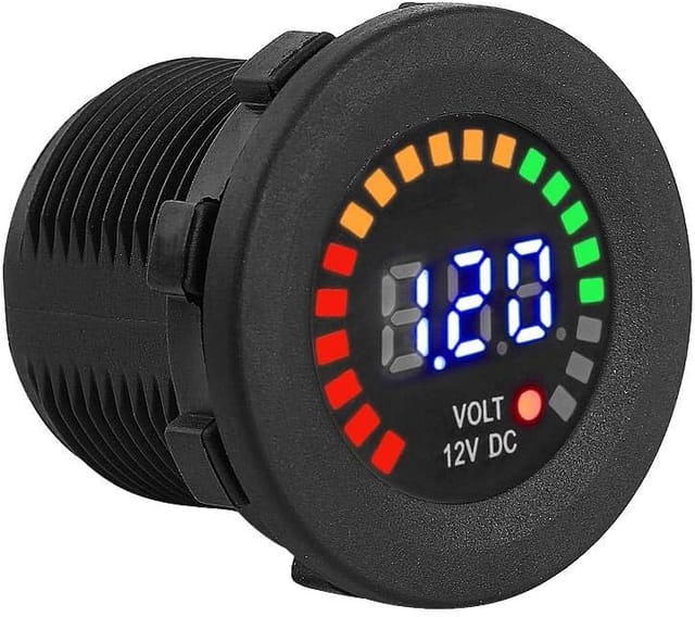 Minkurow Voltmeter, 12 V Motorrad Auto Led Digitalanzeige Voltmeter Wasserdicht Voltmeter Messgerät Digitalanzeige Schwarz Autobatterie Spannungsmesser Monitor Tester Voltmeter