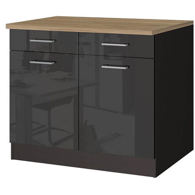 Lomadox - Küchen-unterschrank 100 Maranello-03 Anthrazit Hochglanz Breite 100 Cm