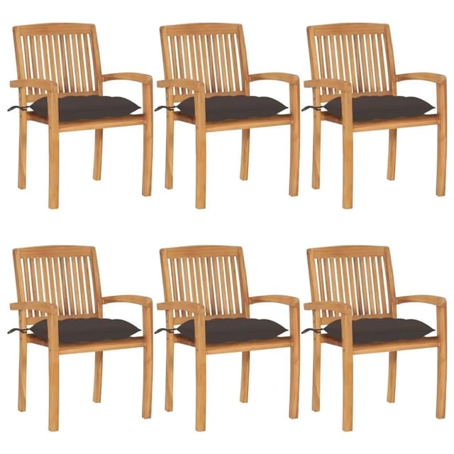 Vidaxl - Stapelbare Gartenstühle Mit Kissen 6 Stk. Massivholz Teak