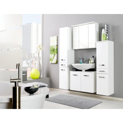 Lomadox - Waschbeckenunterschrank Padua-03 Hochglanz Weiß, 2-trg, 60cm, B X H X T: 60 X 54 X 35cm