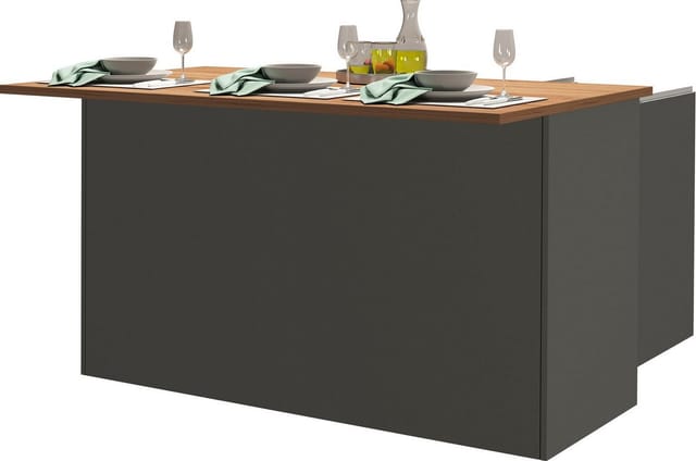 Kücheninsel 3 Türen Für Moderne Küche 155x90x90cm Mit Tisch Deaton - Grau - Eiche