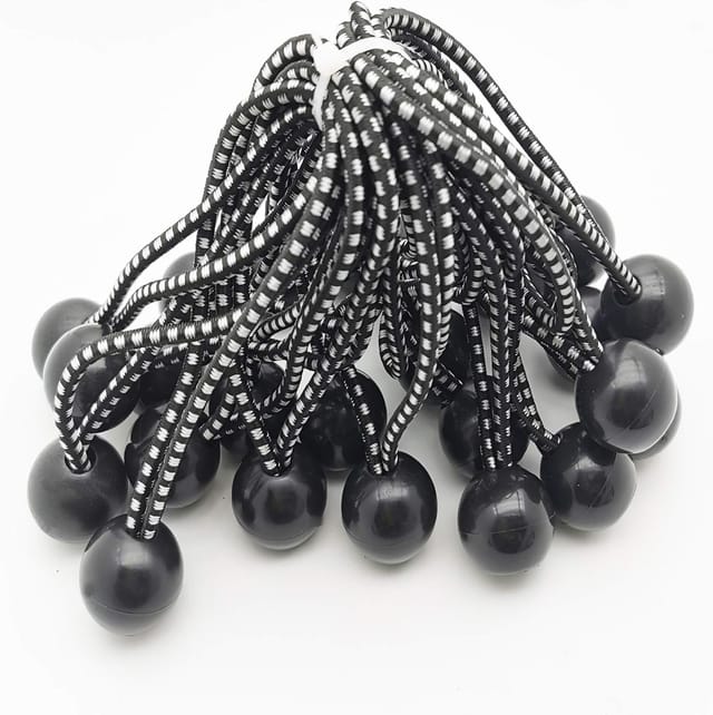 Minkurow 25 Profi-gummi-bungee-seil Mit Kugel (schwarz 150 Mm) Für Zelte, Planen, Poster. Planenspanner, Spanngurt, Planenstütze, Planengummi, Gummispanner.