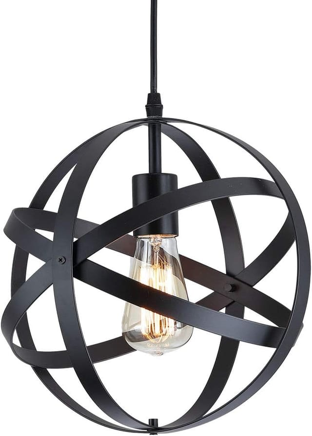 Minkurow Industrie-pendelleuchte, Design Vintage Deckenleuchten Aus Metall, Pendelleuchte, Kronleuchter Mit E27-fassung, Wandleuchte, Beleuchtung Für Esszimmer, Küche, 220 V, Ø 30 Cm, Schwarz