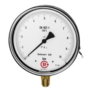 Riegler - Feinmessmanometer, G 1/2 Radial Unten, 0 - 250,0 Bar, Ø 160, 1172-r