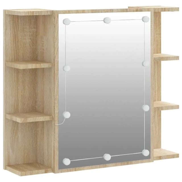 Spiegelschrank Mit Led Sonoma-eiche 70x16,5x60 Cm - Vidaxl