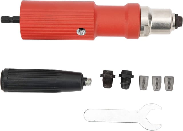 Minkurow Elektro-nietpistolen-adapter-kit, Hartmetallgriff, Schraubenschlüssel, Hardware, Handwerkzeuge, Rotes Spannfutter, Länge Ca. 20 Mm, Für Navigationsgeräte, Nietpistole