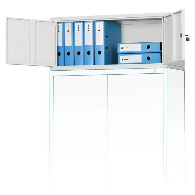 Aktenschrankaufsatz C01l Aufsatz Für Aktenschrank Büroschrank Metall Pulverbeschichtung Flügeltüren 38 X 90 X 40 Cm Grau