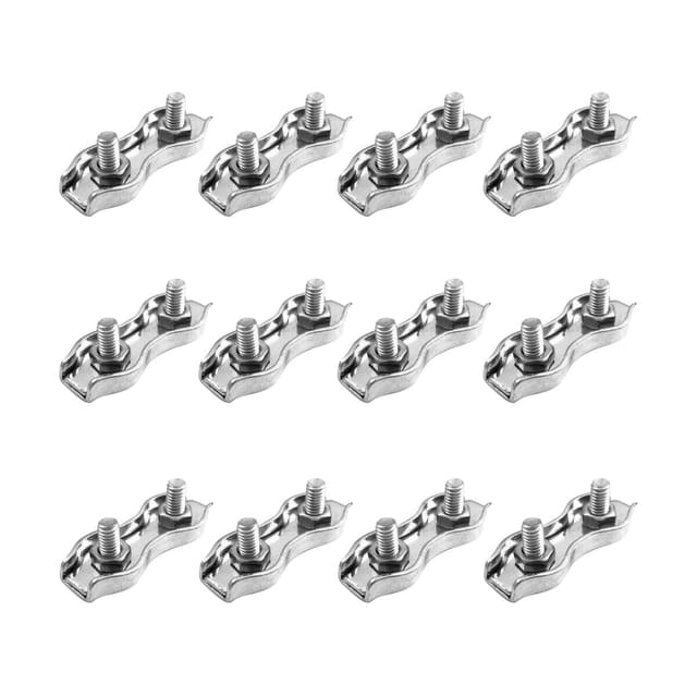 Minkurow 12 Stück M2 Duplex-clips, Drahtseil-duplex-clips, 304 Edelstahl-kabelbinder Duplex-klemmen Für 2 Mm Drahtseil