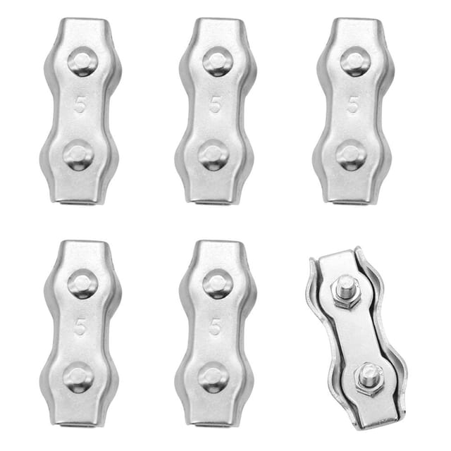 Minkurow 6 Stück M5 Duplex Edelstahlklemmen Seilverbinder Edelstahl Drahtseilklemme Für 4mm Drahtseil Edelstahl Kabelklemme