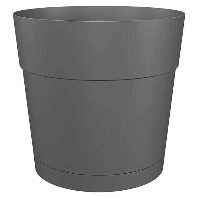 Capri Grosser Runder Blumen- Und Pflanzentopf Kunststoff Wassertank Durchmesser 35 Cm Anthrazit Artevasi