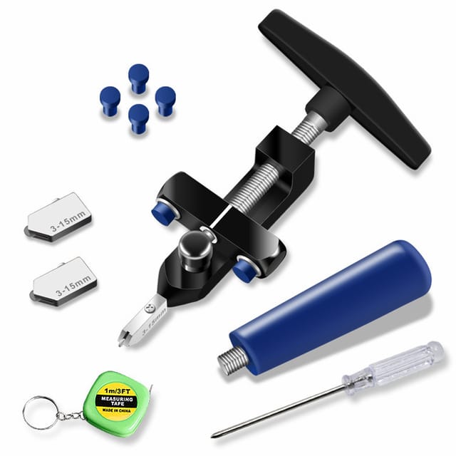 Minkurow Professionelles 2-in-1-glasschneider-set Mit 2 3–15 Mm Hartmetall-schneidköpfen Und 4 Kontaktfüßen, Geeignet Für Glas/spiegel/schwarze Fliesen