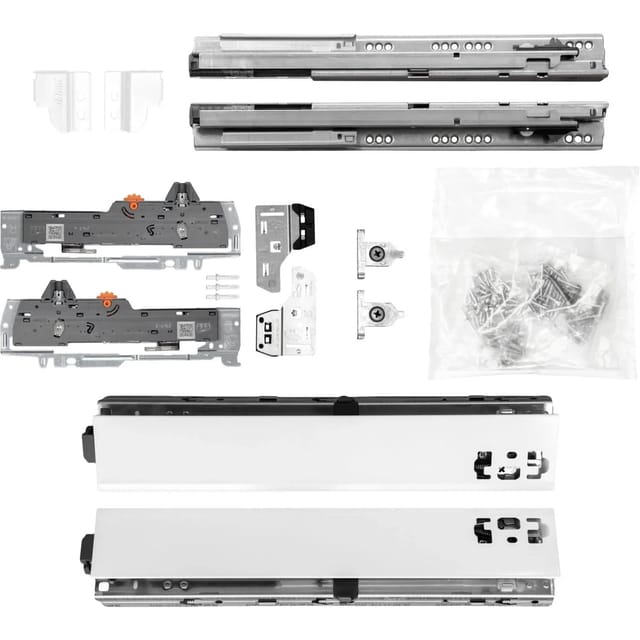 Blum Schubladenschienen Tandem Set Zargenhöhe 68mm, Mit Tip-on Blumotion Einheit, 30kg, Nl450mm, Seidenweiß, Bis Kb600mm