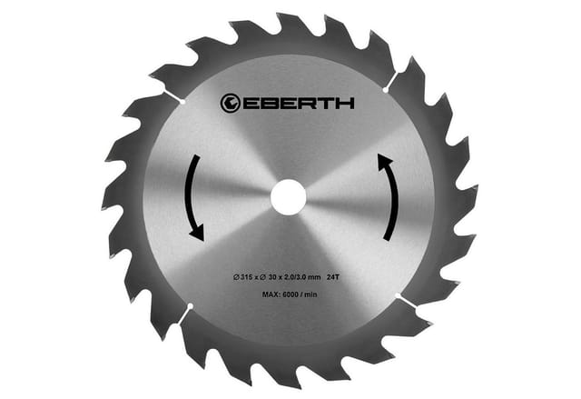 Kreissägeblatt Sägeblatt Kreissäge Blatt Aus Stahl Mit Hartmetall-zähnen Für Holz-schnitte (315mm Durchmesser, 30mm Bohrung, 2.0mm Blättstärke, 3.0mm Schnittbreite, 24 Zähne, Rpm Max. 6000) - Eberth