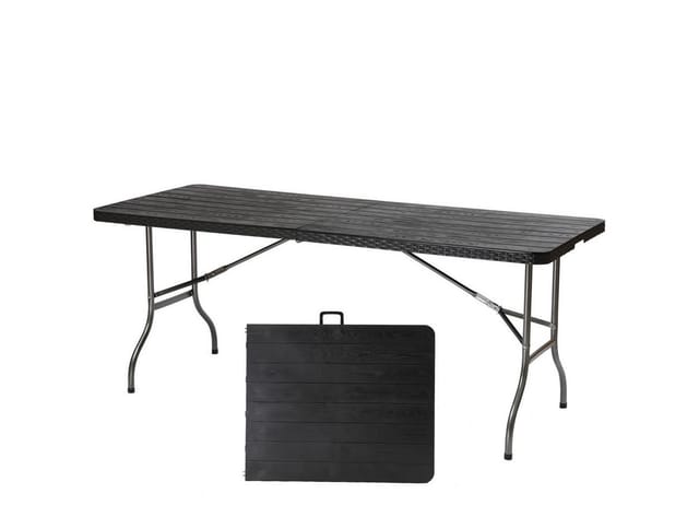 Buffettisch Tisch Klappbar, Rattan Optik Campingtisch Partytisch Klapptisch Gartentisch Mit Tragegriff Für Garten Balkon Terrasse, 150,5x70,5x73 Cm - Sekey
