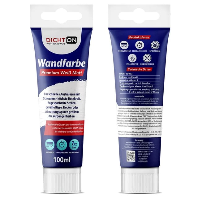 Wandfarbe Weiß Tube mit Schwamm einfaches Auftragen Ausbessern Innenfarbe D.63W