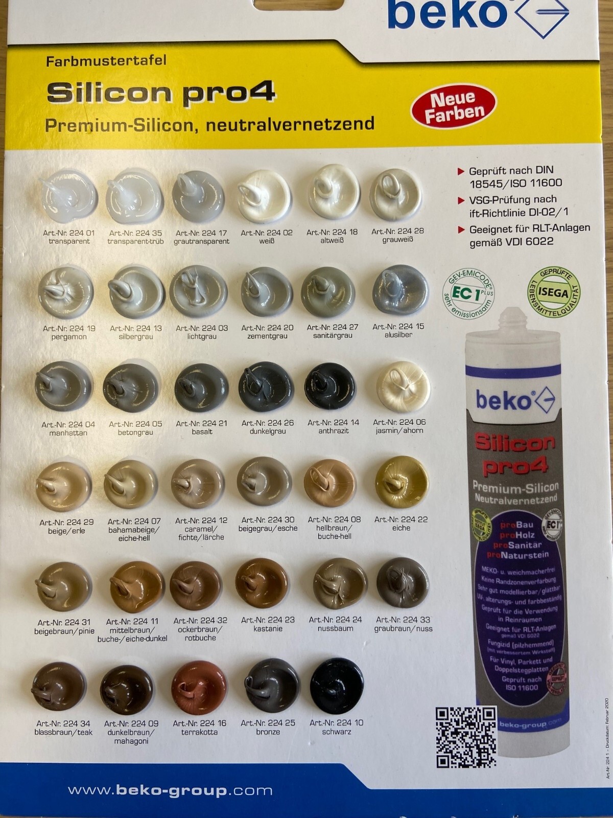 Beko pro4 Silikon Sanitär Naturstein Silicon 310ml 35 FARBEN Universal Bau Holz Bild 2