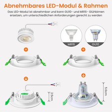 LED Einbaustrahler Decken Spots Lampen 6W Einbau Leuchte Ultra Flach Schwarz
