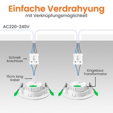 LED Einbaustrahler Decken Spots Lampen 6W Einbau Leuchte Ultra Flach Schwarz Bild 10