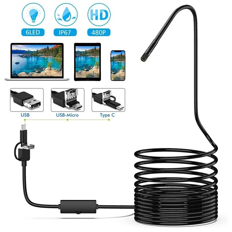 2M USB Endoskop Kamera 7mm LED-HD Inspektion Wasserdicht PC Android Handy Bild 6