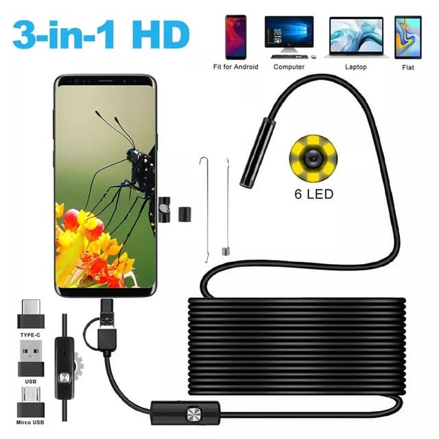 5,5 mm 6LED Endoskop Android-Typ-C-Boorscope Waterfeste Inspektion USB-Kamera