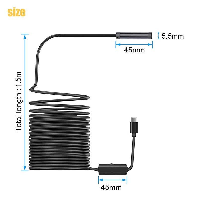 5,5 mm 6LED Endoskop Android-Typ-C-Boorscope Waterfeste Inspektion USB-Kamera Bild 2
