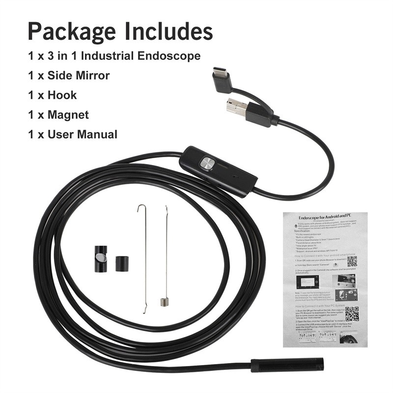 5,5 mm 6LED Endoskop Android-Typ-C-Boorscope Waterfeste Inspektion USB-Kamera Bild 3