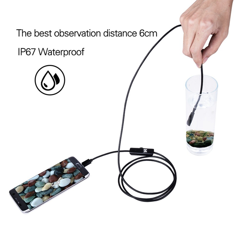 2M USB Endoskop Kamera 7mm LED-HD Inspektion Wasserdicht PC Android Handy DHL