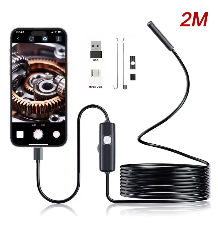 2M USB Endoskop Kamera 7mm LED-HD Inspektion Wasserdicht PC Android Handy DHL Bild 8