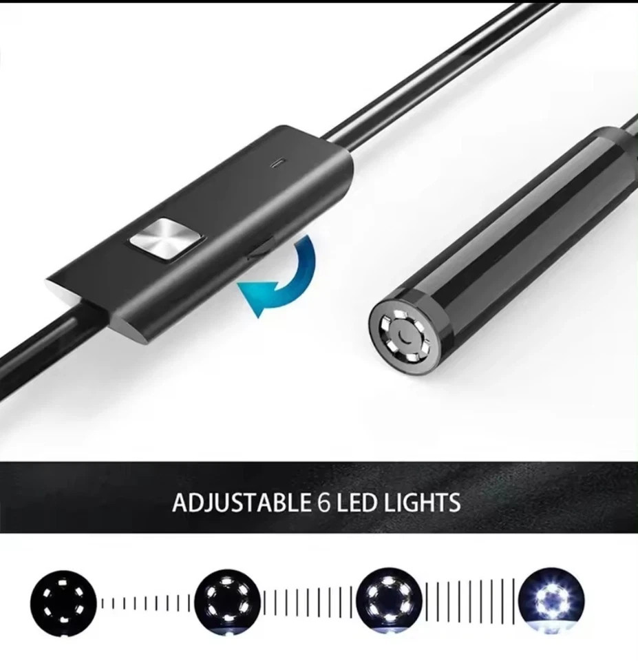 Endoskopkamera USB TypC 7mm 1Mgroß Wasserdicht 6 LED Android PC Handy Inspektion Bild 6