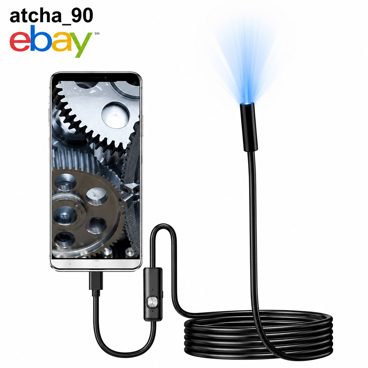 Endoskopkamera USB TypC 7mm 1Mgroß Wasserdicht 6 LED Android PC Handy Inspektion Bild 7