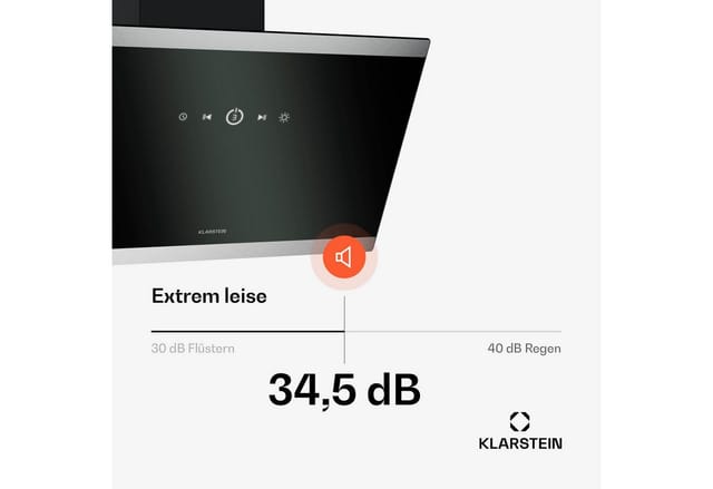 Klarstein FlashLine Dunstabzugshaube A++ 524m³/h 3 Stufen Touch LED Abluft/Umluft 100W Schwarz