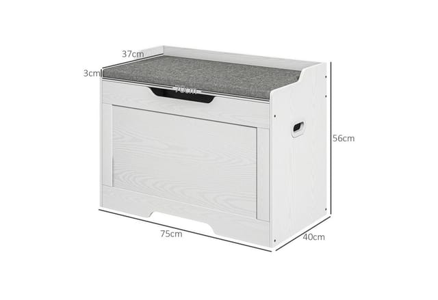 HOMCOM Aufbewahrungstruhe Polyester Spanplatte Weiß 75L x 40B x 56H cm