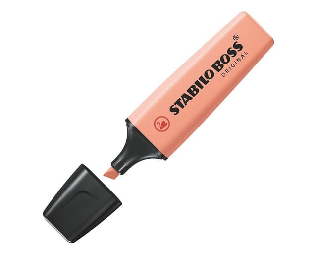Textmarker Boss, 2+5mm, pastell-pfirsich, 70/126, Tinte auf Wasserbasis,