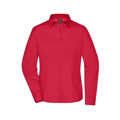 Damen Langarm Business Bluse JN641, rot, Größe M
