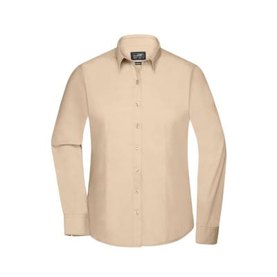 Damenbluse Poplin Langarm JN677, stein-grau, Größe M