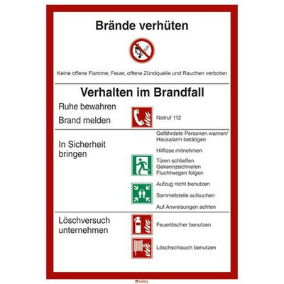 Sicherheitsaushang "Brandschutzordnung" nach ISO 7010, Kunststoff, 210x300 mm