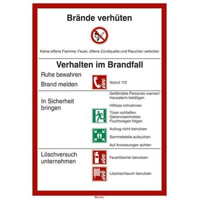 Sicherheitsaushang "Brandschutzordnung" nach ISO 7010, Kunststoff, 210x300 mm
