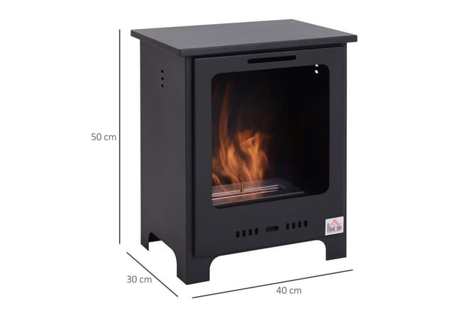 HOMCOM Echtfeuer-Dekokamin Ethanol-Kamin, Bio-Ethanol-Brenner, 40 x 30 x 50 cm, Schwarz