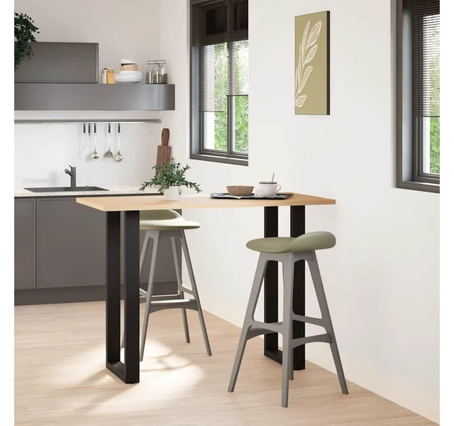 vidaXL Tischbein Bartischbeine U-Form 2 Stk. Schwarz 50x(100-101) cm Stahl